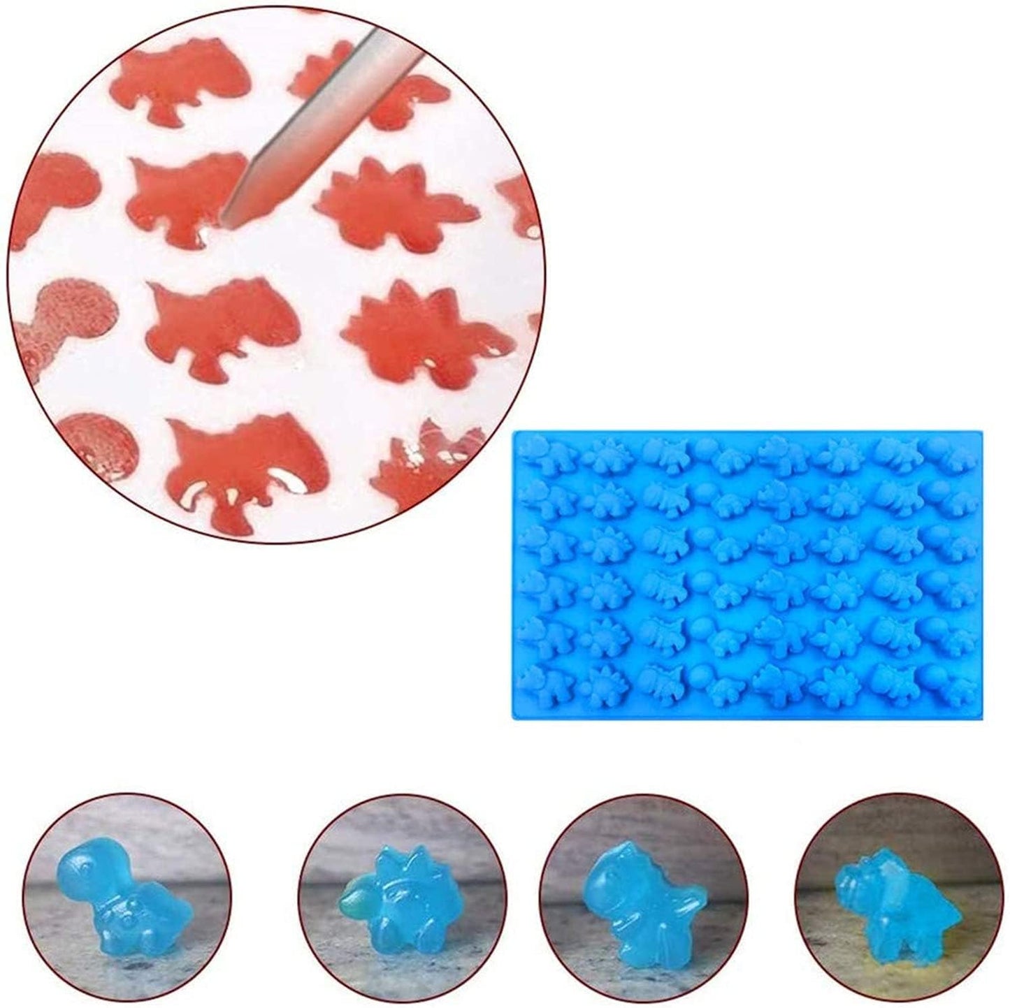 4 Moldes Silicona Dinosaurio Caramelo 96 Bocadillos