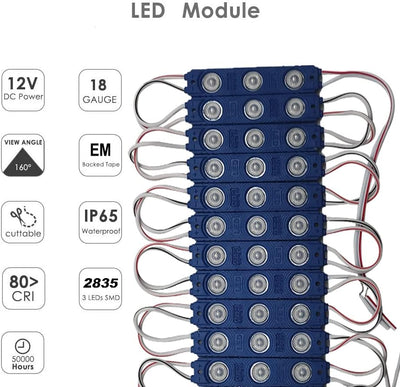 Luces LED azules para escaparate 1.2W 12V impermeables