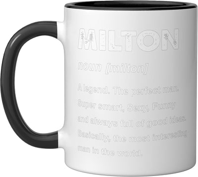 Taza cerámica Milton Name negra/blanca