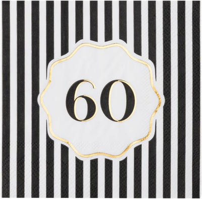 Servilletas papel cóctel fiesta 60 años lámina dorada