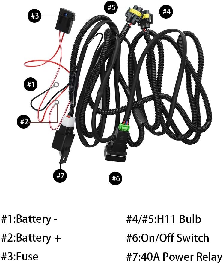 Set cables con relé 40A y kits interruptores luz niebla LED