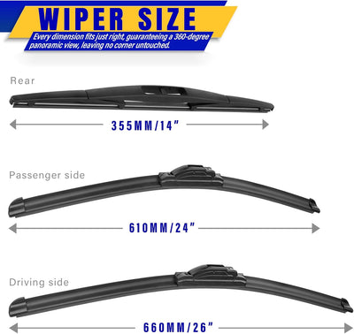 3 Limpiaparabrisas Repuesto Honda Pilot 16-22 26/24/14"