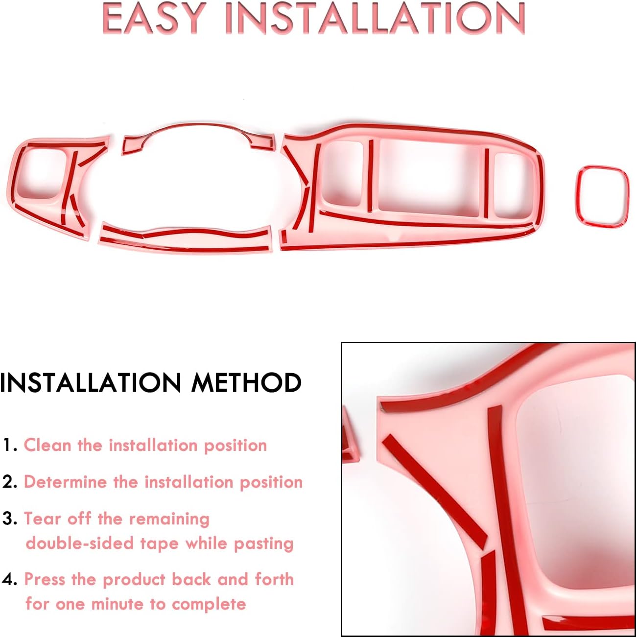 Bisel ABS rosa para Dodge Charger 2015-26 set 5