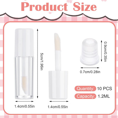 10 Tubos Brillo Labios 0.04oz Transparentes Mujer
