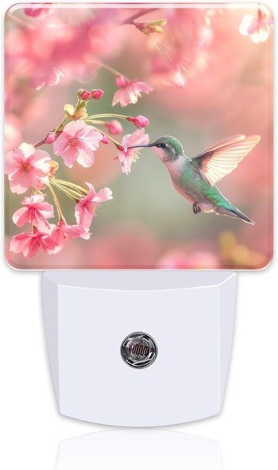 Luz Nocturna Colibrí con Flores Rosadas Enchufable 0.5w