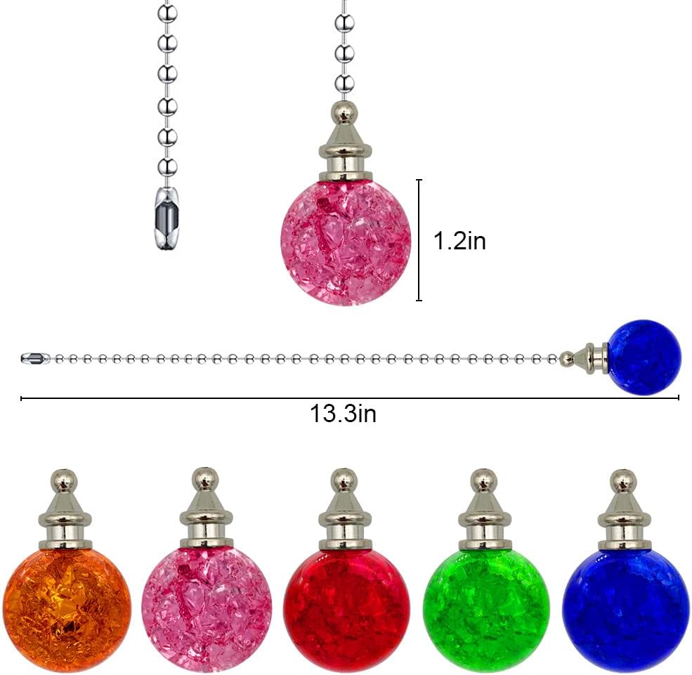 2 Cadenas Cristal Rosa para Ventilador Techo 12pulg