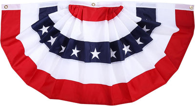 Banderines patrióticos 2x4ft con estrellas y rayas cosidas