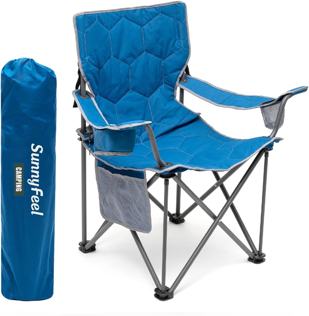 Silla camping plegable gran tamaño 500lbs con reposabrazos