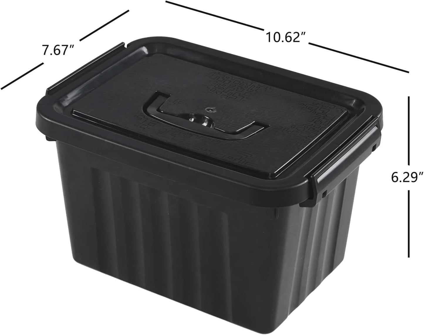 Contenedor plástico 6qt con asas negro 6 pzas