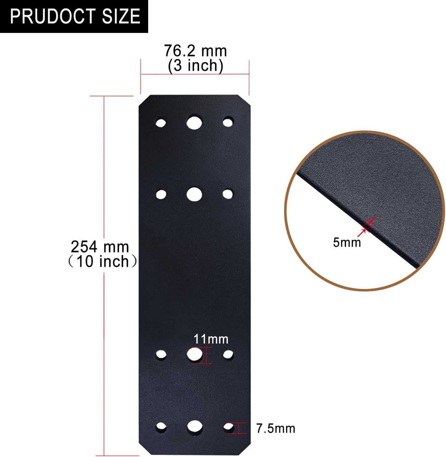 Placa plana acero recta 10x3pulg 4pzas con recubrimiento
