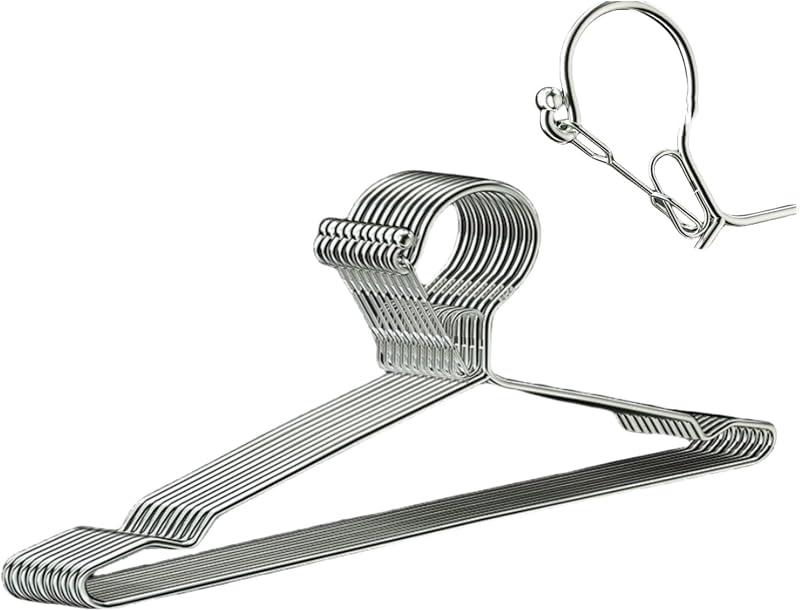 Percha alambre 16.5pulg cerradura 0.157pulg set 10 acero inox