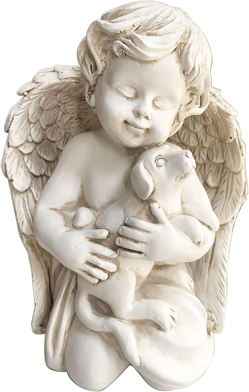Estatua ángel resina 7" con perro figura hogar jardín