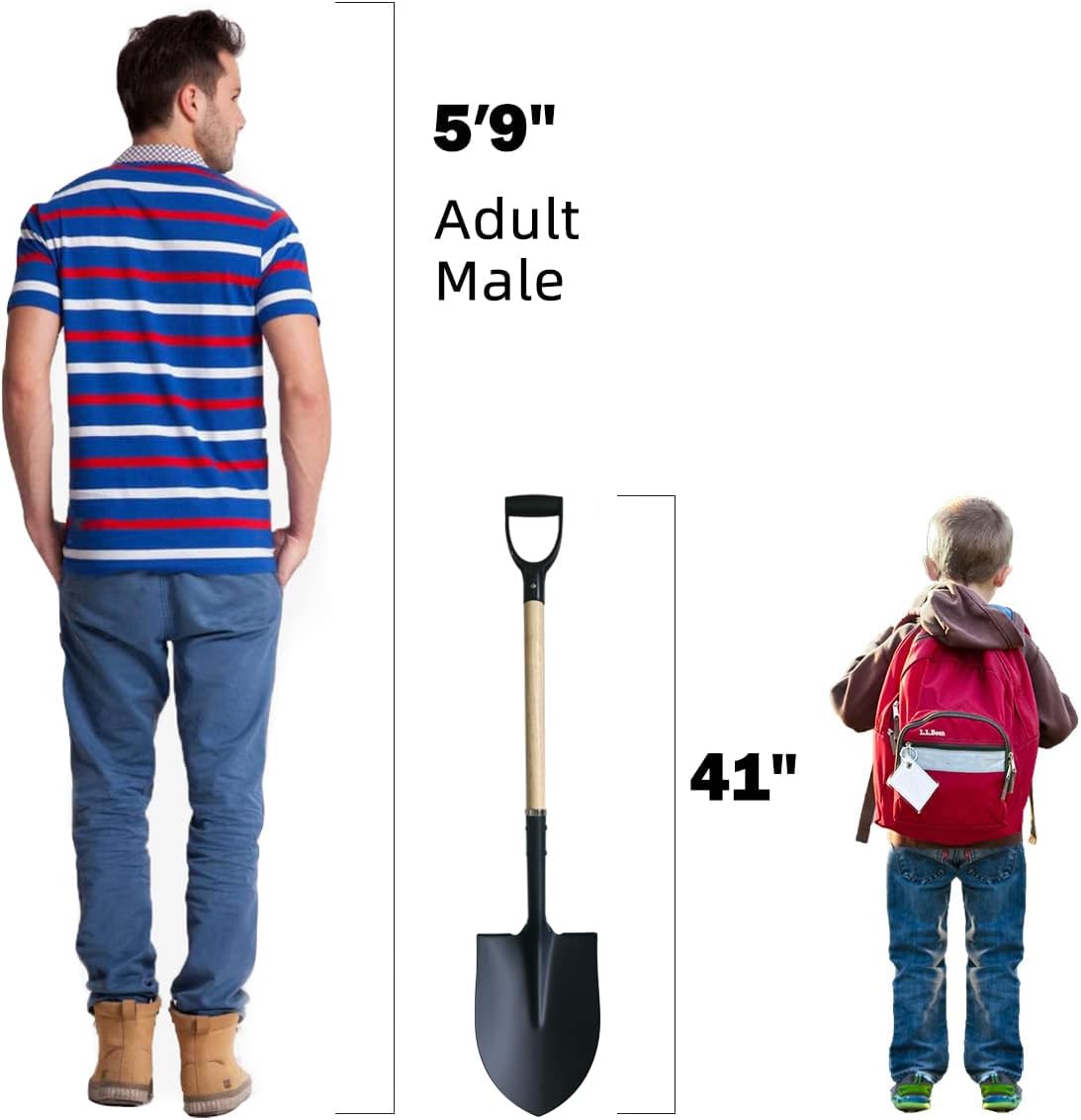 Pala jardín resistente mango D madera 41pulg