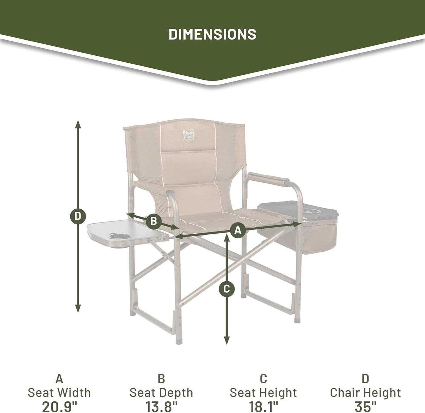 Silla camping plegable con mesa 300lb marrón