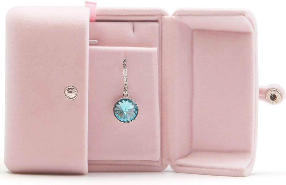 Caja terciopelo rosa para joyas pendientes colgantes