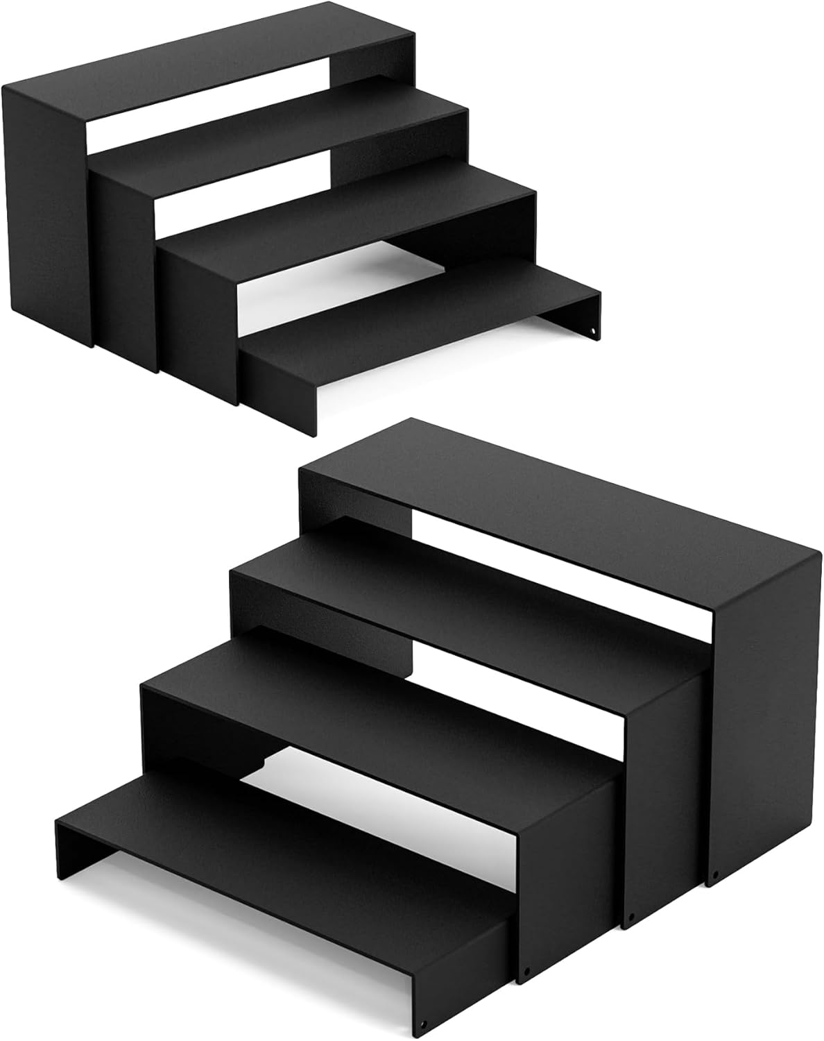 Soporte exhibición metal negro 8 pzas 2 set rectangular
