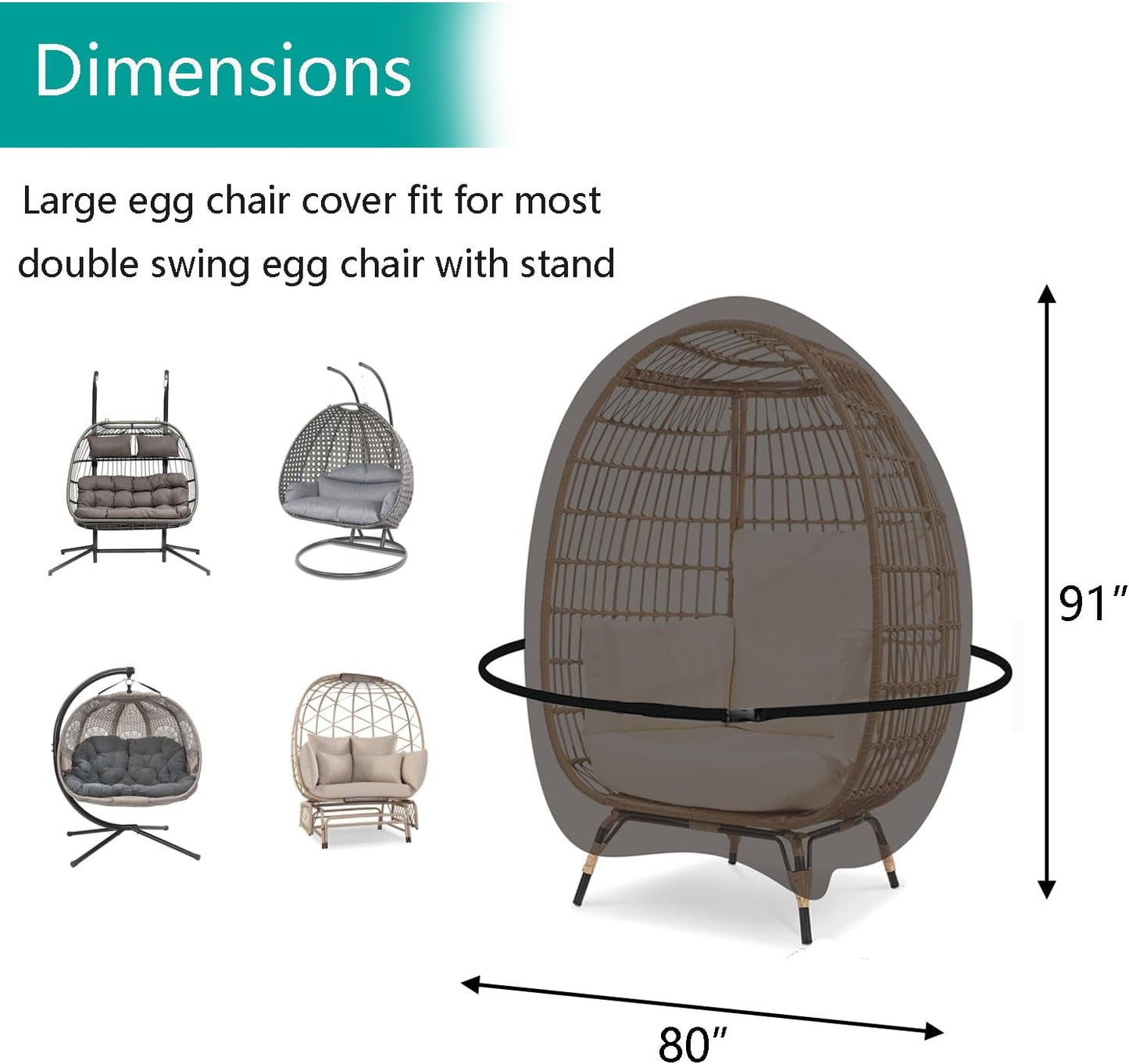 Funda silla Egg impermeable 91x80pulg negro