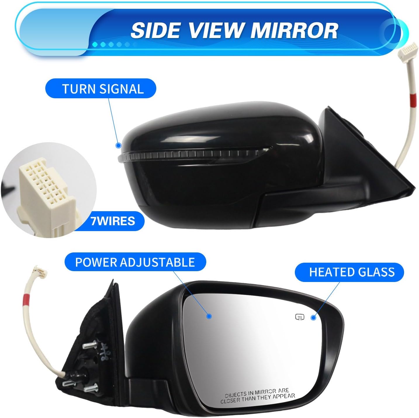 Espejo lateral derecho Nissan Rogue 16-19