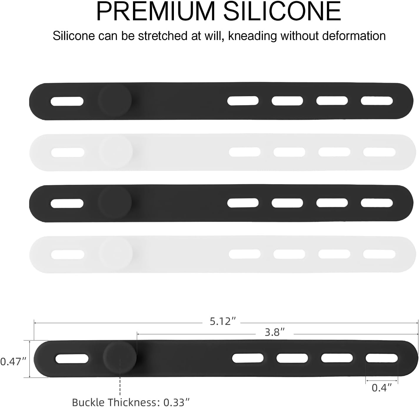 24 Bridas Silicona Correas Ajustables Organizador Cables Negro Blanco