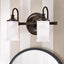 Lámpara baño doble montaje 2 luces vidrio esmerilado bronce