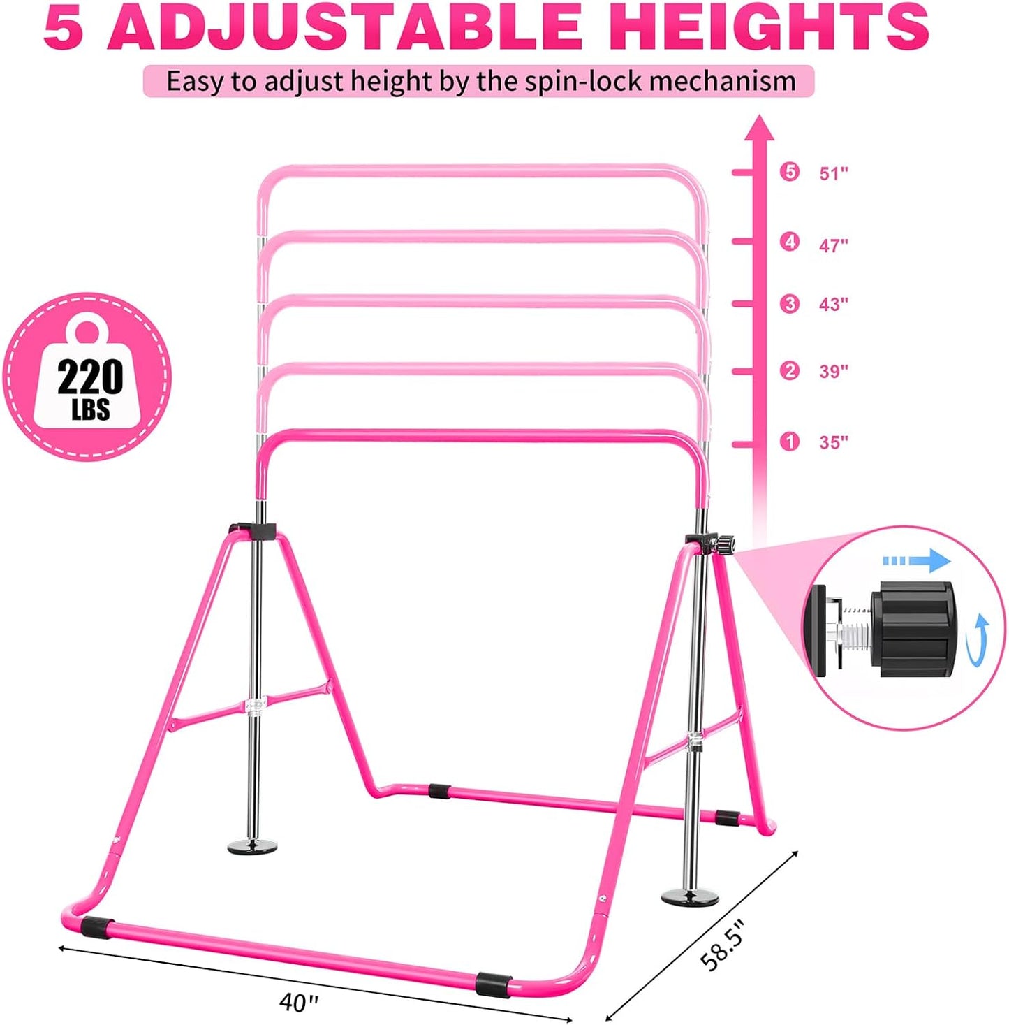 Barra gimnasia plegable para niños ajustable expandible