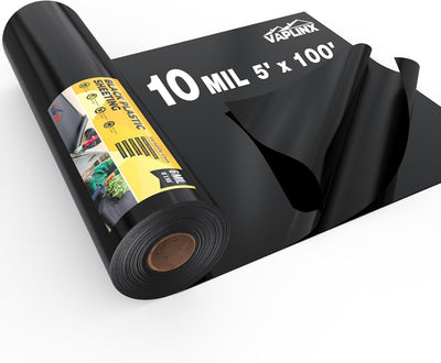 10 Mil Lámina Plástico Negro 5x100ft para Jardín y
