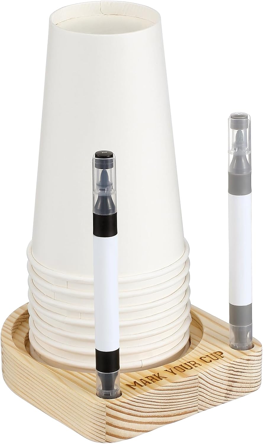 Soporte tazas ranura marcador madera cocina