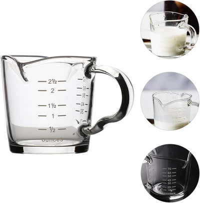 Vaso medidor vidrio 2.4oz con asa para bar fiesta vino coctel