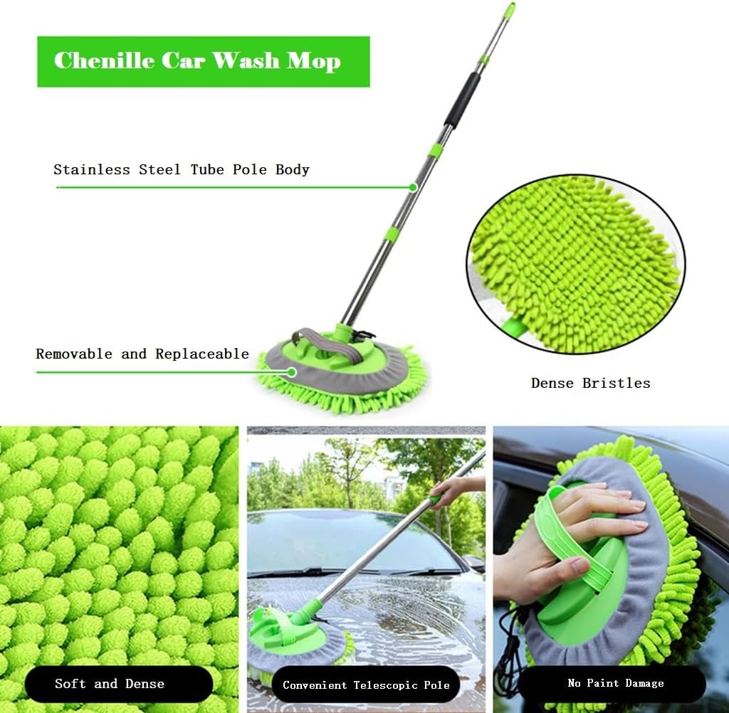 Kit cepillo lavado coche 62pulg mango largo plegable parabrisas