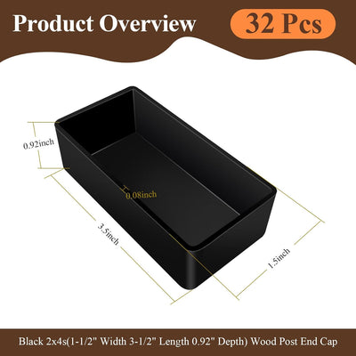 32 Tapas Extremo Poste Madera 1.5x3.5pulg Cubierta Goma Vinilo