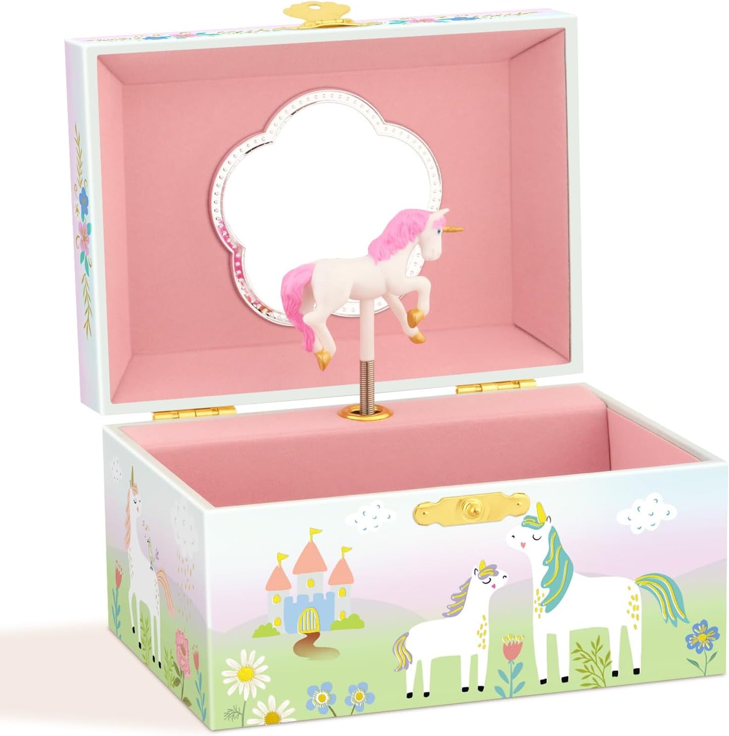 Caja joyería musical unicornio dorado canción Beautiful