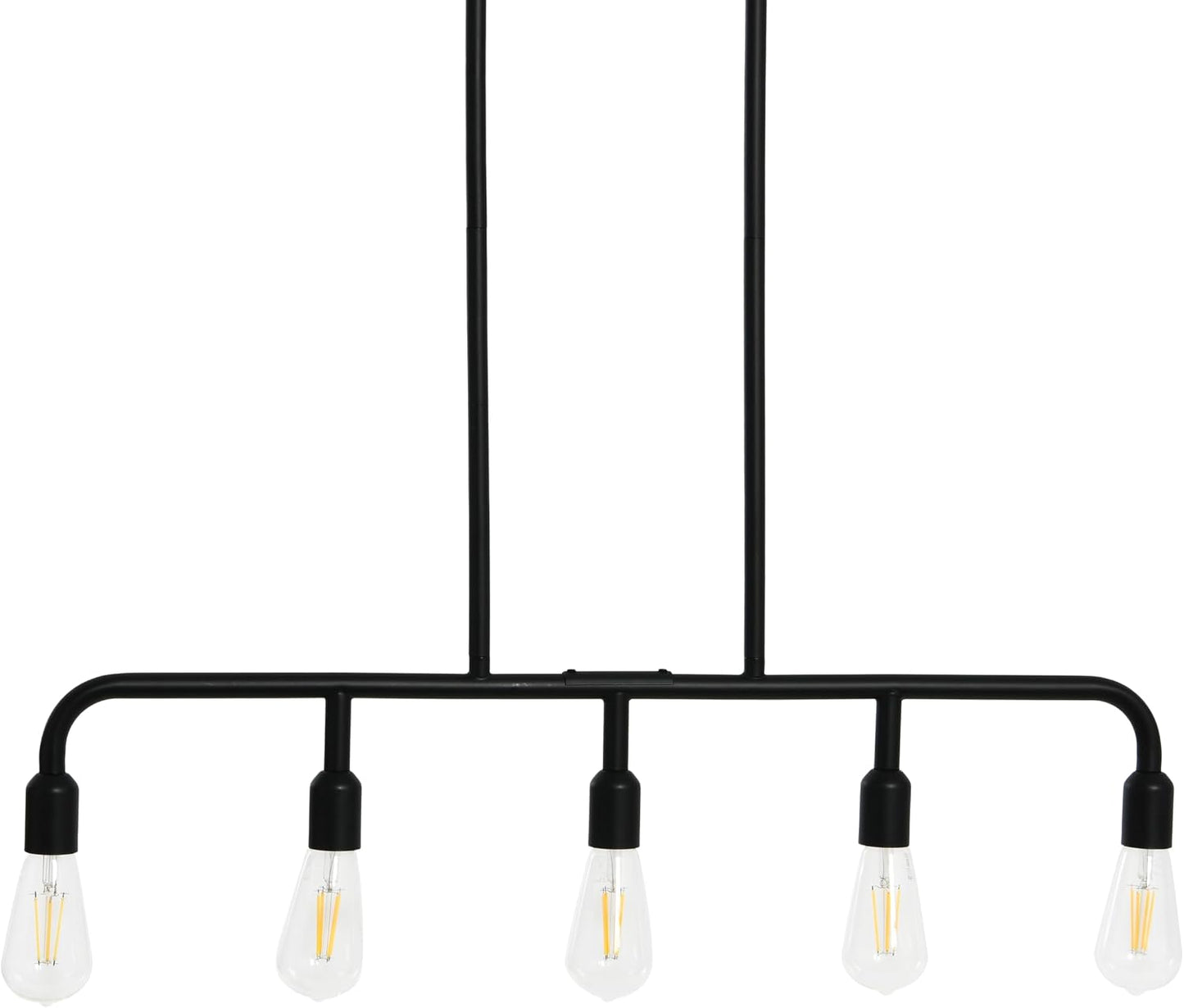 Lámpara araña lineal 5 luces metal bombilla expuesta