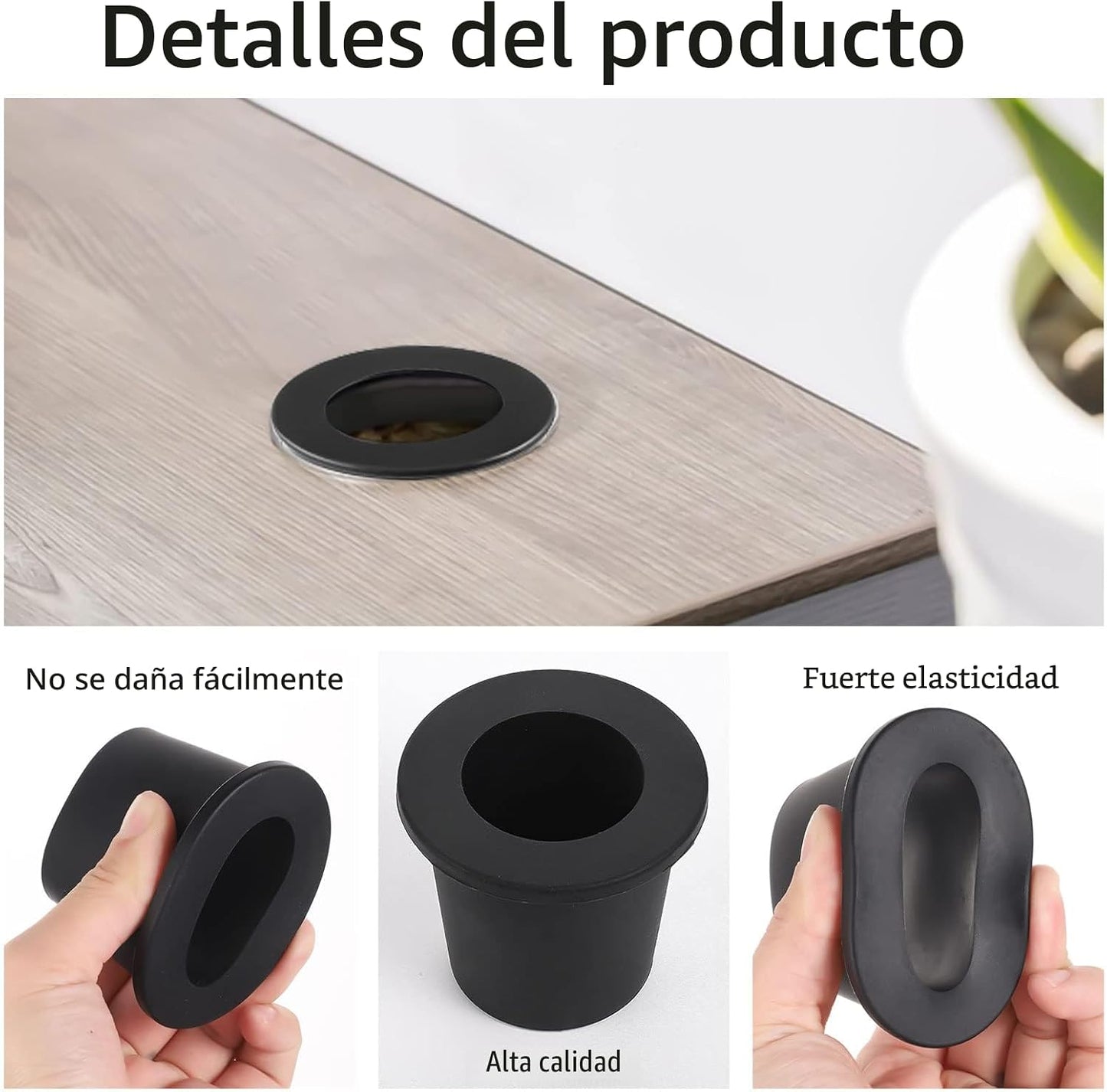3 Pzas Anillo Mesa Paraguas 2.5" Poste 1.5" Negro