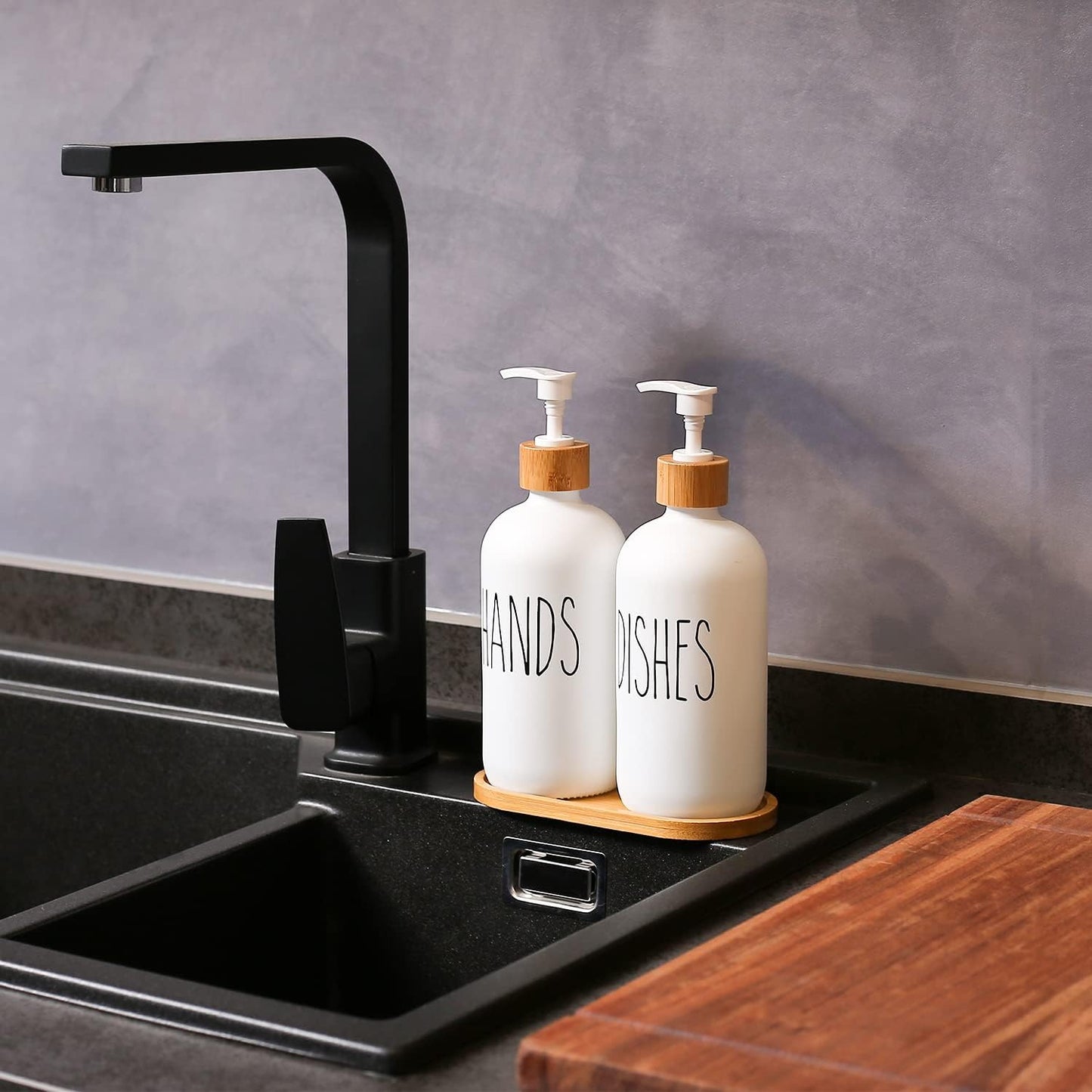 Set dispensadores jabón blanco cocina