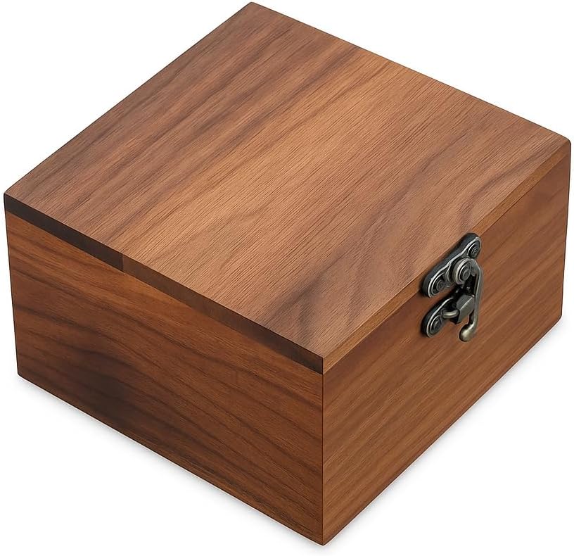 Caja madera nogal rústica para joyas y relojes