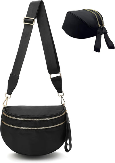 Bolsas cintura mujer nylon riñonera ajustable negro