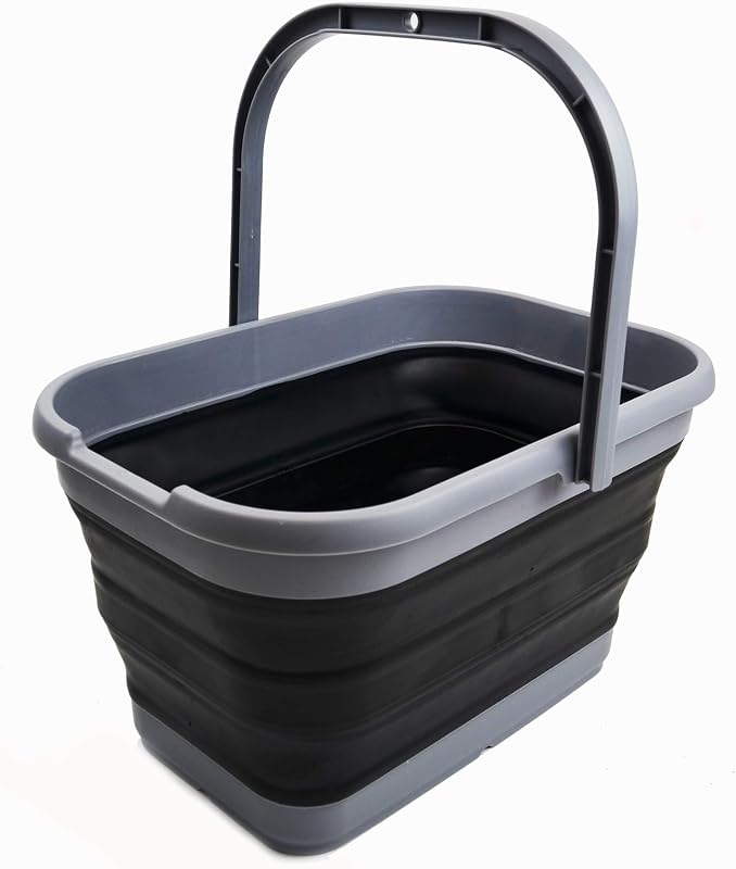 Cubo rectangular plegable 12L gris/negro