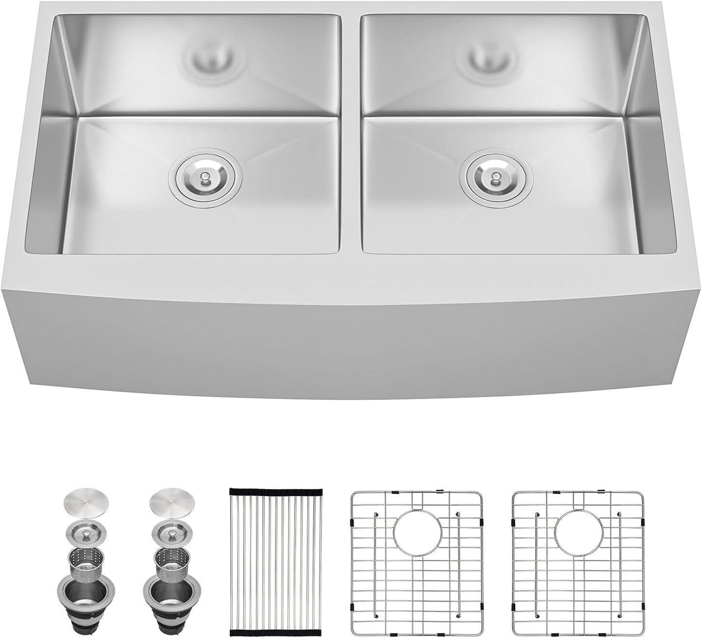 Fregadero cocina 36pulg acero inox doble cuenco