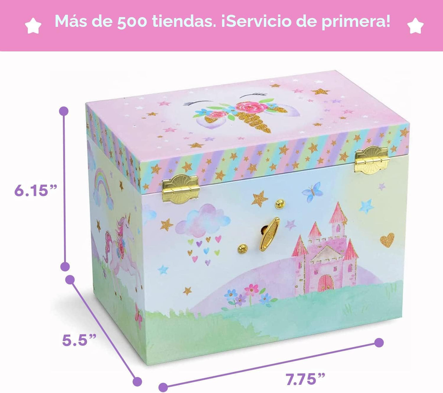 Joyero musical unicornio 4 cajones extraíbles para niñas