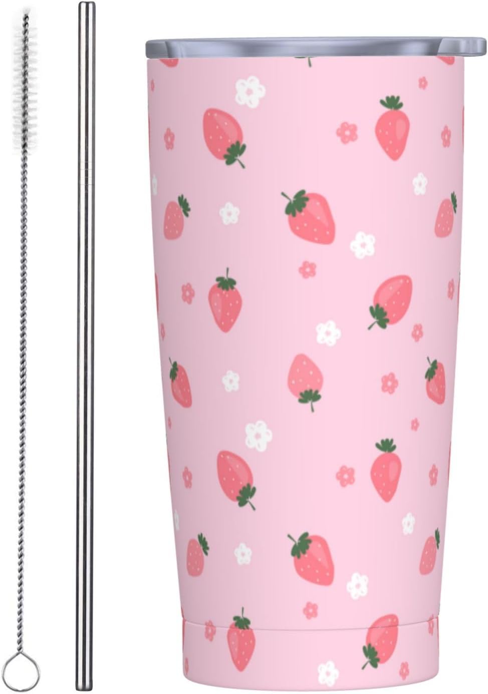 Vaso acero inox 20oz con tapa y pajita regalo hombre mujer