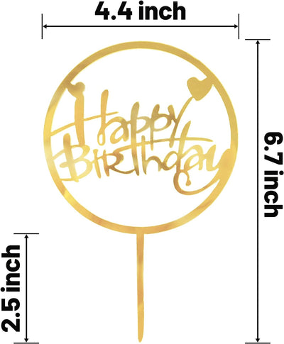 Decoración acrílica tarta cumpleaños 18 pzas dorada