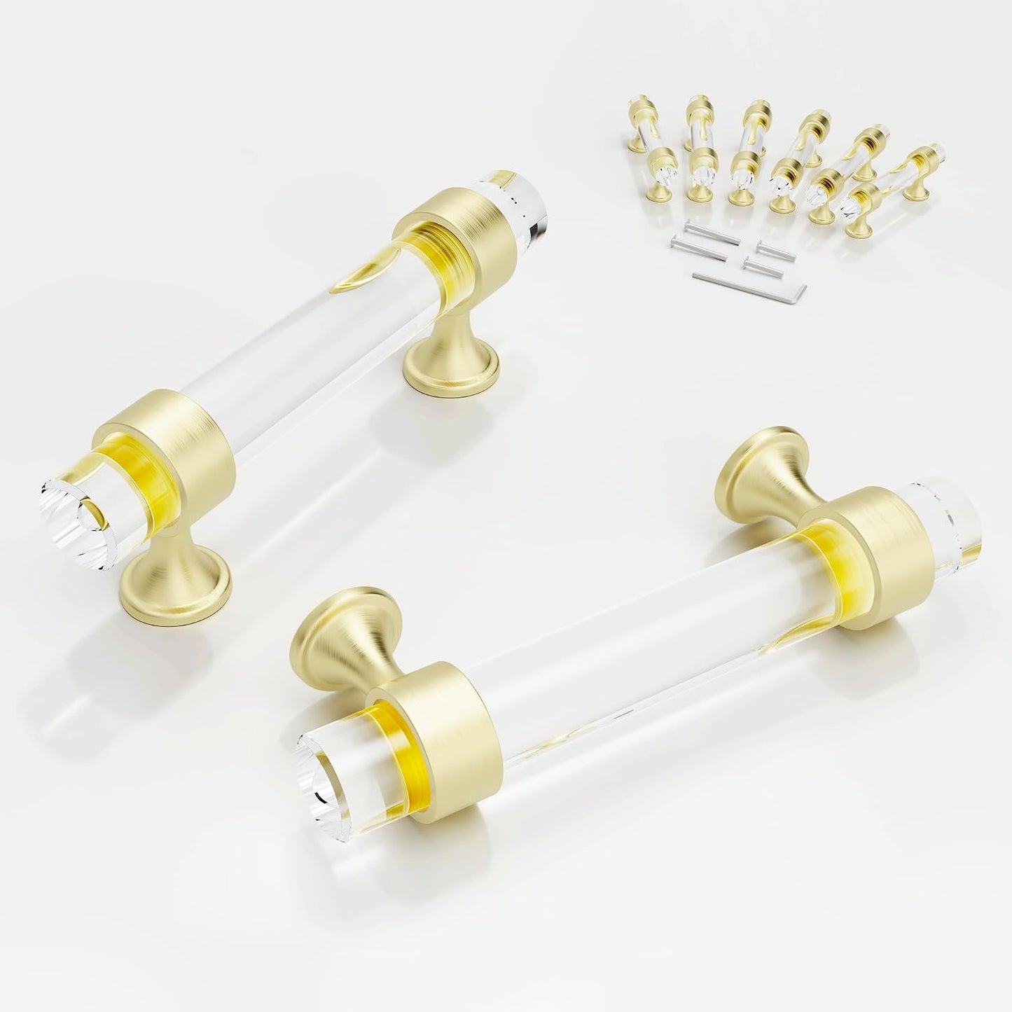 Tiradores cristal cocina 3pulg pack 6 latón dorado