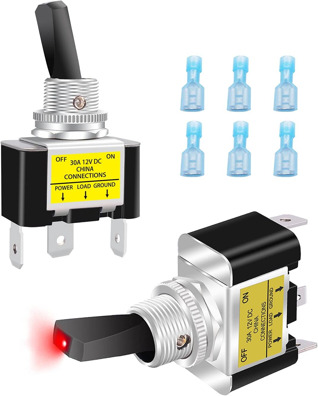 2 Interruptores Palanca 12V 30A SPST ON/OFF 3 Pin Rojo LED
