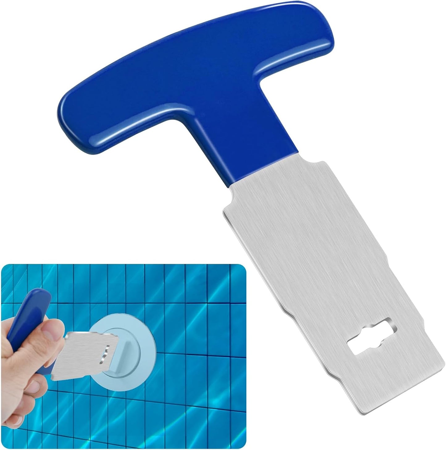 Herramienta extracción tapones piscina con mango de metal
