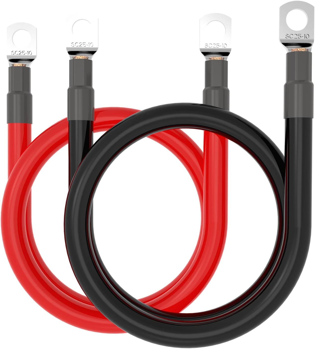 Set cables inversor 4 AWG 30cm cobre puro 3/8" automotriz