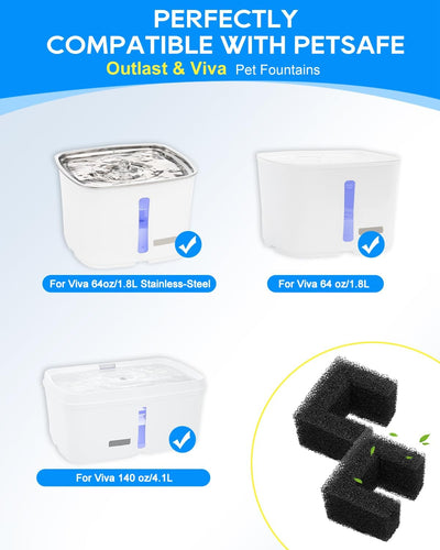 Filtro espuma comp PetSafe Viva Cat 64/140oz paq 6