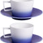Set 2 Tazas Cerámica Espresso Platillos Vajilla Morada 7oz