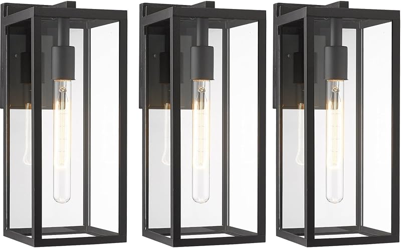 Lámpara aplique exterior moderna negra con vidrio