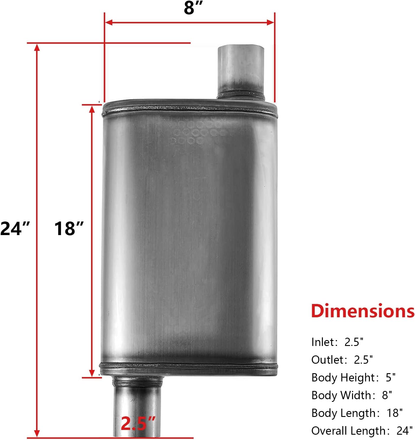 Silenciador escape acero inox 2.5" automóvil camión