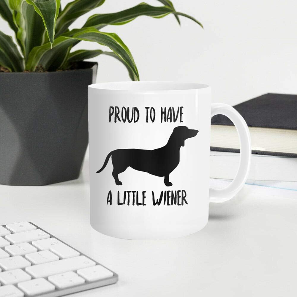 Taza café perro salchicha 11oz texto inglés divertida